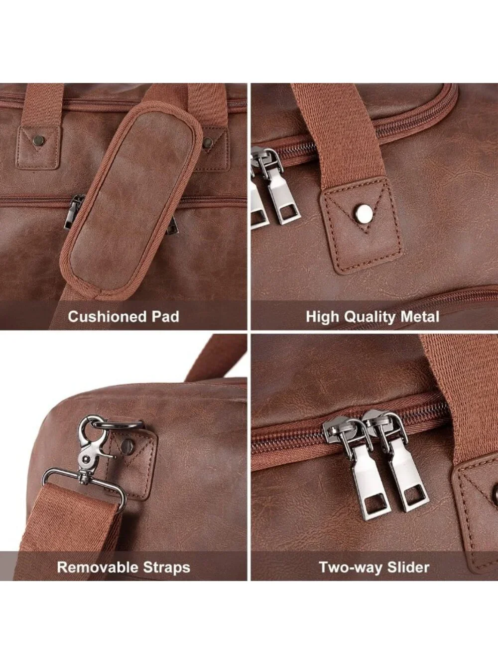 Waterproof Leather Weekender Bag with Shoe Pouch, Large Travel Tote for Men
